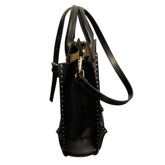 Zara Studded Black Handbag Bucket Bag Faux Leather Black - Picture 3 of 7